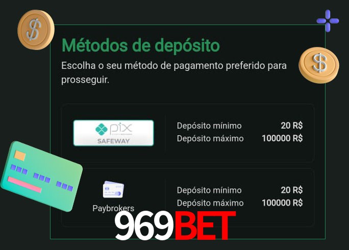 O cassino 969Bet oferece uma grande variedade de métodos de pagamento